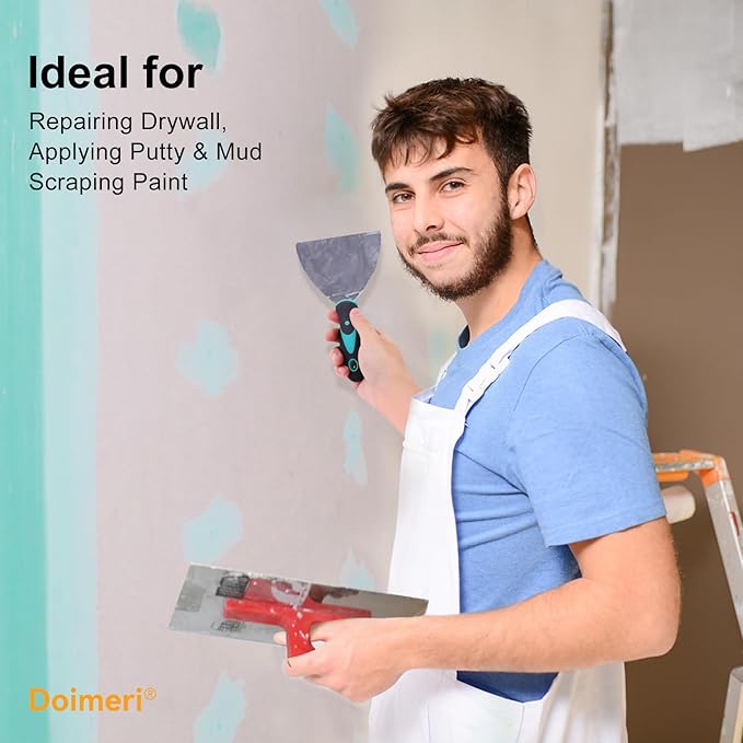 6 Pack Putty Knife, 1??1.5??2??3??4??5??Spackle Knives, Premium Stainless Steel Paint Scraper, Perfect Tools for Repairing Drywall, Removing Wallpaper, Applying Mud or Plaster
