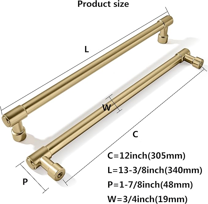 khtumeware Appliance Pulls Champagne Bronze 12 Inch(305mm) Center to Center 3 Pack Heavy Duty Drawer Pulls Kitchen Cabinet Handle Cabinet Hardware