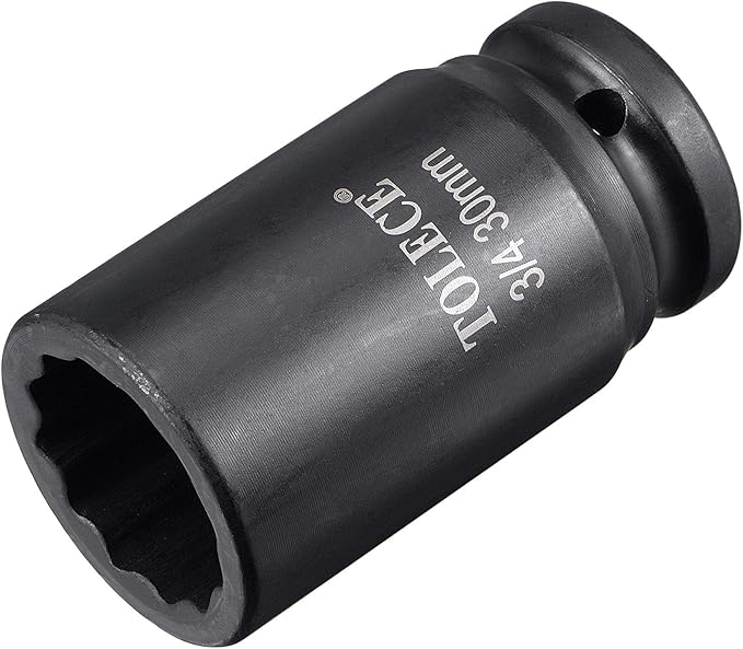 uxcell 3/4-Inch Drive 30mm 12-Point Deep Impact Socket, CR-MO Steel 78mm Length, Metric Sizes