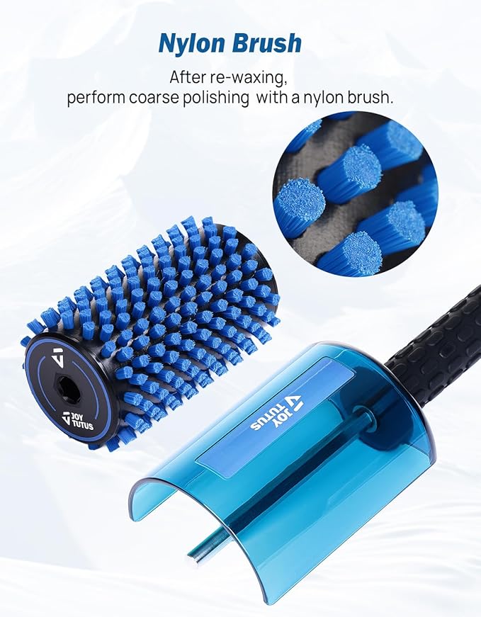 JOYTUTUS Ski Roto Brush Kit with Quick-Change Axle - 100mm Wide 3-Pack Professional Brushes (Brass, Horse Hair, Nylon) for Ski & Snowboard Waxing