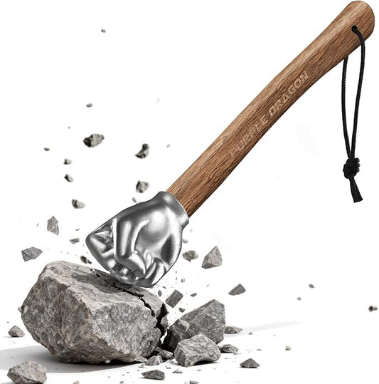 Purple Dragon Fist Hammer 2 lbs, Sledge Hammer Fist Shaped Stainless Steel, Ball Peen Hammers with Wooden Handle, Multi-Purpose Tool for DIY Crafting, Outdoor Camping, Home/Office Decor, Gifts for Men