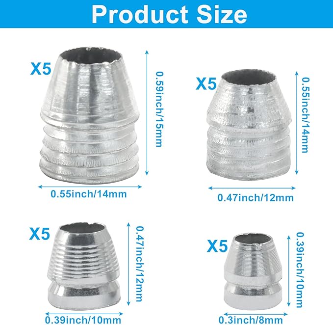 Waziaqoc 20 Pcs Safety Round Handle Wedges, Round Axe Handle Wedge, Hammer Handle Steel Wedge Mauls Handle Wedge Kit for Axe Claw Hammer Sledge (0.31/0.39/0.47/0.55 Inch)