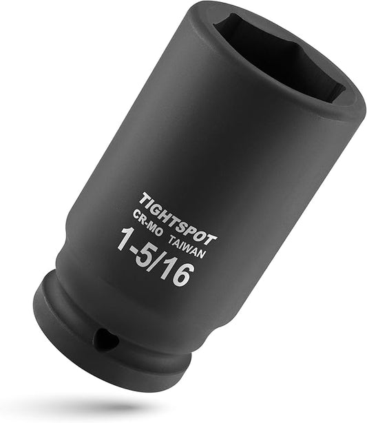 TIGHTSPOT 3/4" Drive 1-5/16 Inch SAE Deep Impact Socket Heavy Duty CR-MO Jumbo Socket 6 Point Automotive Truck and Heavy Equipment Repair