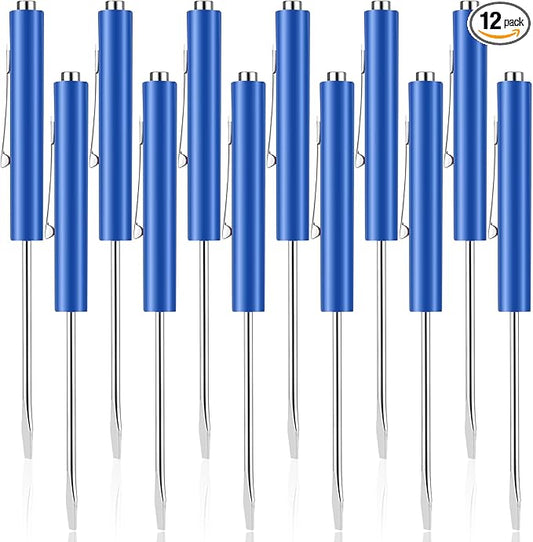 12 Pieces Pocket Screwdriver Mini Tops And magnetic pocket screwdriver with A Single Blade Head for Mechanical, Electrician (blue)