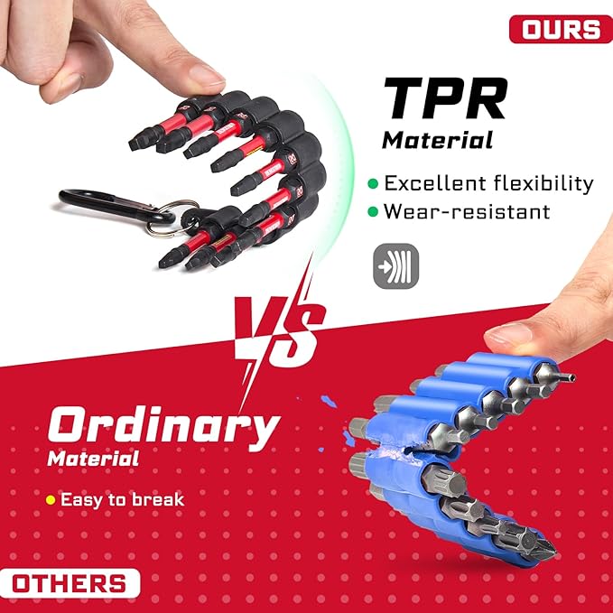Impact Square Screwdriver Bits Set, 20 Pieces 2?쒶agnetic(SQ1/SQ2/SQ3) S2 Steel Multi Cross Driver Bits and 1 Pc Bit Holder with Soft Hanging Strips