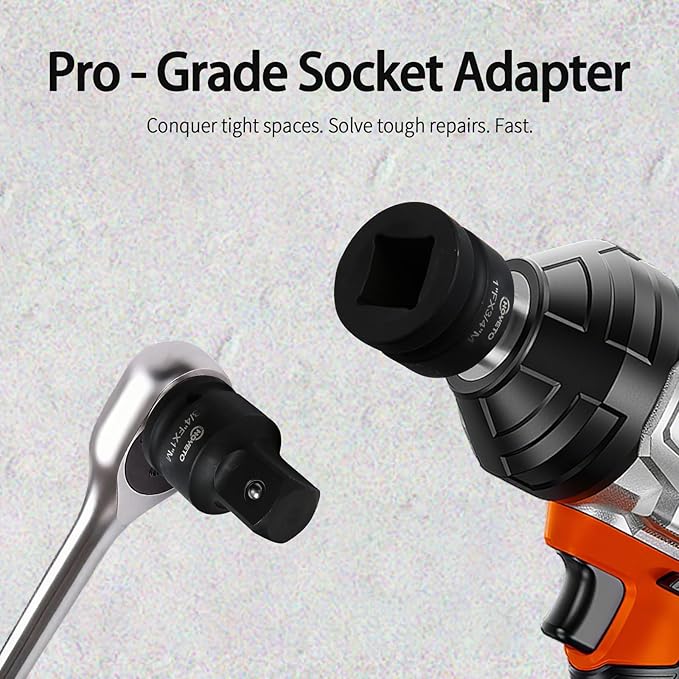 8-PC Impact Socket Adapter Set | Cr-Mo Steel | Impact Driver & Wrench Conversion Kit | Impact Socket Adapters with Ball Detent for Industrial Rotation
