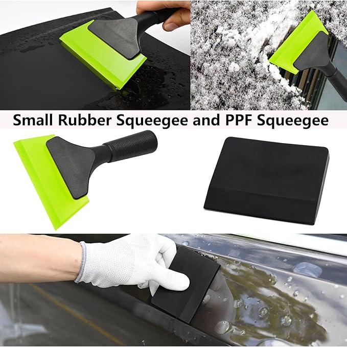 EHDIS Window Tint Kit Vinyl Wrap Tool with Bulldozer Squeegee,Windshield Back Tint Scraper, Small Rubber Squeegee, Wrap Stick, Film Cutter for Car Wrapping Window Film Installation