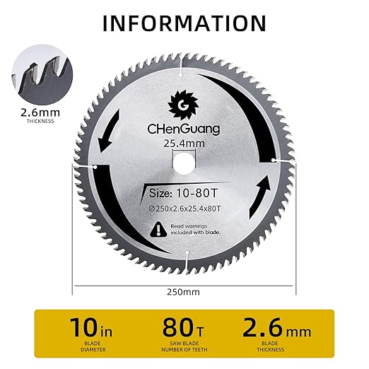 10-inch 80-Tooth Carbide-Tipped Saw Blade High-Performance Professional Saw Blade Specifically Designed for Wood Cutting Woodworking Circular Saw Blade