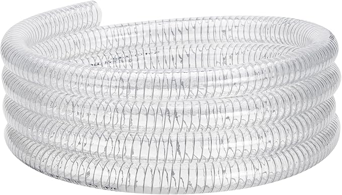 5/8"id-25ft PVC Reinforced Tubing Steel Wire Suction Flexible Hose Vinyl Tubing Heavy Duty PVC Vacuum Hose Drain Fuel Oil Gas Water for Marine Bilge Pump Pond Spa