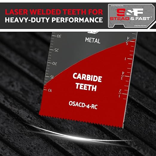 S&F STEAD & FAST Oscillating Tool Blade Carbide, Multitool Blades Industrial-Strength, Universal Fit for Quick Release, Oscillating Saw Blades for Hard Metal, Nails, Screws, Bolts, 4-Pack
