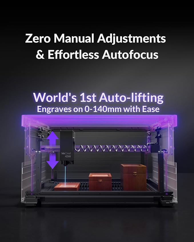 WECREAT Vision Pro 45W Laser Engraver and Cutter, with 137??Auto Conveyor Feeder & Fume Extractor, HD Camera & Auto-Lifting, Laser Cutter Cuts 1??Wood, Desktop Laser Engraver Machine for Woodworker