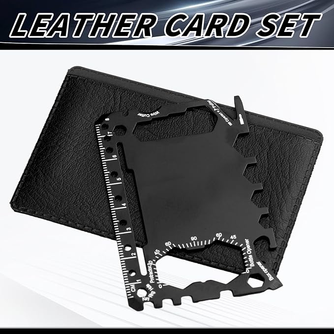 Cholemy 12 Pcs Credit Card Wallet Multitool 46 in 1 Metal Stainless Steel Survival Pocket Tool Multipurpose Bottle Opener Bulk for Men Christmas Stocking Stuffer Gift(Black,Classic Style)