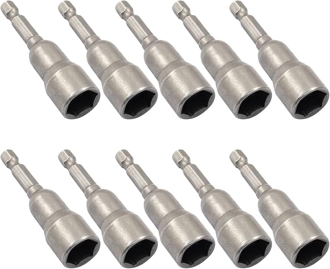 Litoexpe 10 Pcs 1/2 Inch Hex Magnetic Power Hex Nut Driver Magnetic Extension Socket Drill Bit Set, Quick Change Socket Nut Impact Driver for Electric Drill