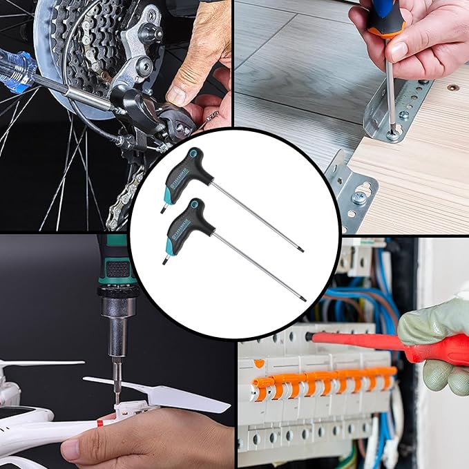 Antrader T25 Torx Wrench,Anti Tamper Proof Hex Key,Cr-V Steel T-Handle Dual End Long Arm Screwdriver 2pcs
