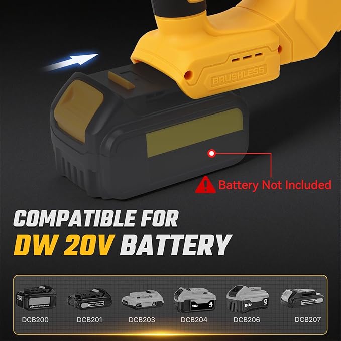 Jig Saw with De-walt 20v Battery,Cordless Jigsaw with 7 Speed Variable Up to 3200RPM, LED Light, 45° Bevel Cuts,3 Orbital Settings for Straight/Curve/Bevel/Circle Cutting(Battery Not Included)