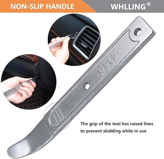 2-Piece 4140 Pry Bar Removal Tool, Pry Tool Pry Bar, Automotive Panel Removal Tool for Removing Auto Trim Interior, Demolishing Flooring and Roofing, Trim Removal Tool, Metal Pry Tool