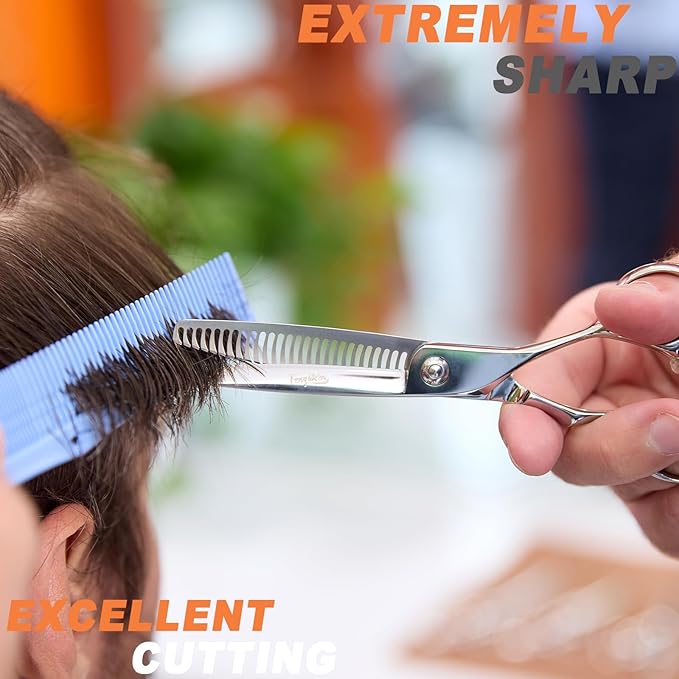 High-end Professional Hair Cut Thinning Scissors Hair Cutting Teeth Shears Barber Hairdressing Texturizing Scissor Extremely Very Sharp 6 Inch Stainless Steel Alloy For Men Women Salon& Home