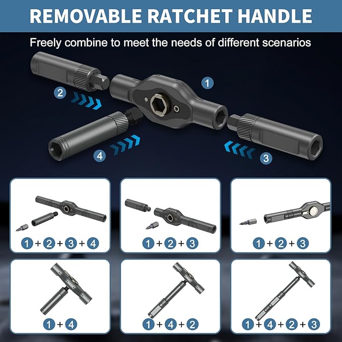 42 in 1 Magnetic Screwdriver Sets - Ratchet allen wrench set with Storage Case, Comes with a detachable T-handle, Furniture Assembly, Bicycle, Computer & DIY Projects