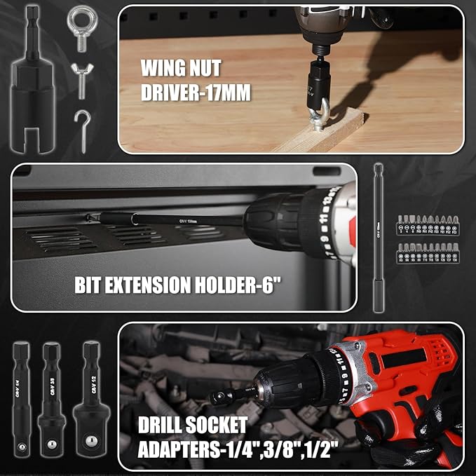 Mayouko 55PCS Magnetic Nut Driver Set, Impact Driver Bit Set, Deep Nut Driver Set,Impact Socket Adapters, Wing Nut Driver, Bit Extension, 6" Bit Holder, Screwdriver Bits