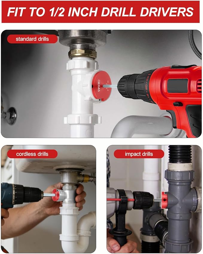 9pcs PVC Pipe Reamer Kit, PVC Fitting Saver with 1/2" Drills - 1/2",3/4",1",1-1/4",1-1/2",2",2.5",3",4??Inner Socket Fitting Saver For SCH40, CPVC, ABS.