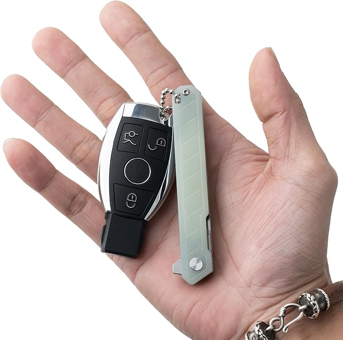 G046 Mecha Mini Slim Folding Scalpel with 5pcs #24 and 5pcs #60 G13 Handle with Liner Lock, Utility EDC Pocket Knife with Back Clip（Jade Color）