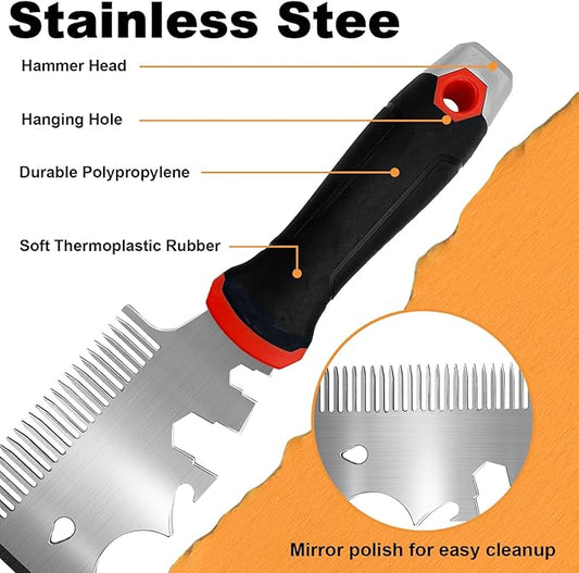 WYPROCEED 3??Multifunctional Paint Brush Comb, Stainless Steel 13-In-1 Paint Scraper Tool, Heavy Duty Paint Brush & Roller Cleaner Tool for Professional Painters & DIYers