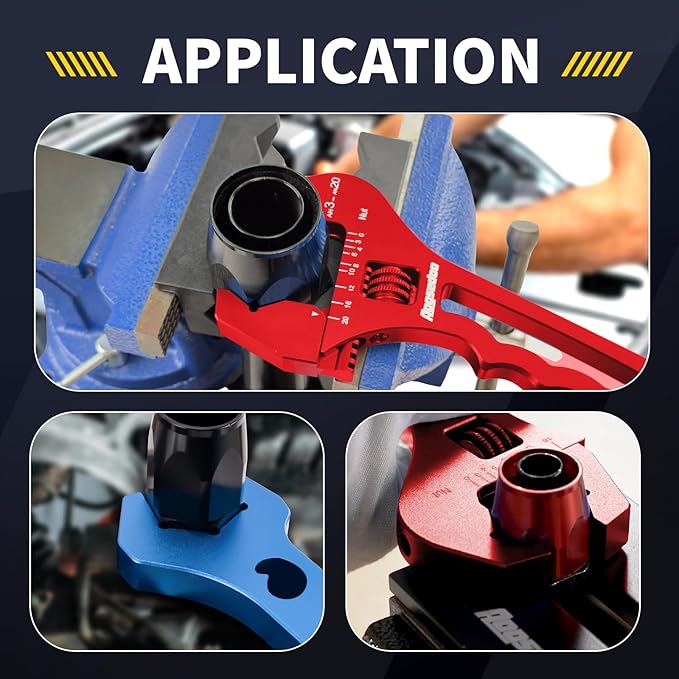AOOSEDOO 3AN-20AN AN Fitting Wrench AN Fitting Tool for AN Hose Fitting Assembly Adjustable Lightweight Aluminum Red With Double-ended AN Wrench 6AN Socket-AN8 B-nut Blue