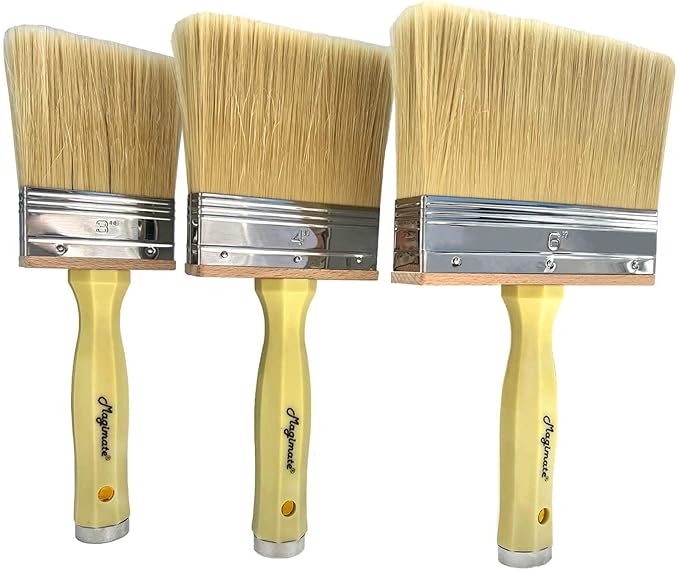 Deck Stain and Sealer Block Paint Brushes on Wood, Walls, Furniture, Shed and Fence, Large and Thick Bristle Paint Brushes, 3-inch, 4-inch and 6-inch Assortment, Set of 3