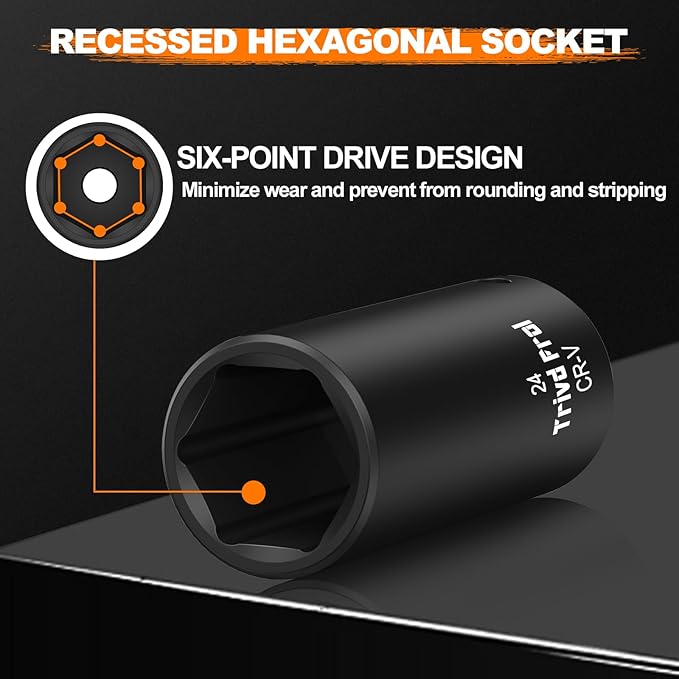 Metric Impact Socket Set 1/2" Drive - Trivd Frol 26 Piece Deep Impact Socket Set 1/2" Drive, Metric Socket Set 10mm to 36mm Large Socket Set, Impact Driver Socket Set, Cr-V Steel, Double Lock Case
