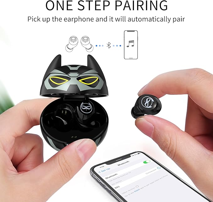 Robot Earphones, True Wireless Bluetooth Earphones with Noise Reduction and Waterproofing, Suitable for Both Adults and Children, with a Continuous Usage time of 40 Hours.