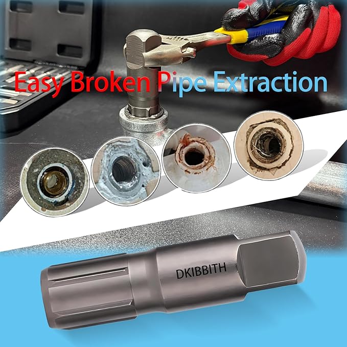 Pipe Extractor Set, 6-Piece Heavy Duty Steel Broken Pipe Extractors for Removing Damaged Threaded Pipes & Fittings from 1/8" to 1", with Durable Storage Case, Ideal Tools for Plumbers Mechanics DIY