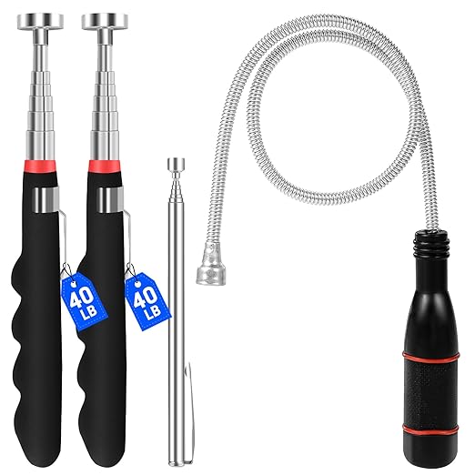 4Pcs Telescoping Magnetic Pickup Tool with 40lb Pull Force, 30in Telescopic Strong Magnet Sticks, Non-Slip Long Extendable Magnet Pickup Tools, Magnetic Nail Picker Upper