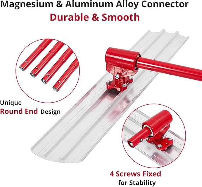 48"x8" Bull Float Kit, Aluminum Magnesium Alloy Concrete Float with Adjustable Bracket, Round Blade for Multi-Angle Concrete Finishing