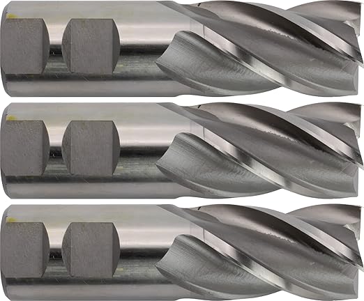 CME 3 pcs M42 Cobalt End Mills, Square Nose, Bright (Uncoated) Finish, 1 1/4" Mill Diameter, 2" Length of Cut, 4 9/16" Overall Length, 4 Flute, Center Cutting
