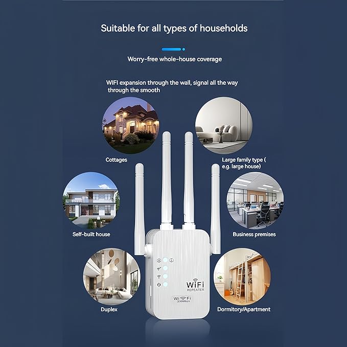 1200Mbps WiFi Extender Signal Booster,WiFi Extender Dual Band for Home竊똍ew Gen 6X Faster Internet Booster Extender, WiFi Repeater Coverage up to 10K sq.ft and 65 Devices (White)