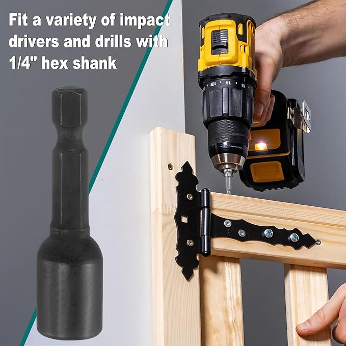 uxcell 2Pcs 1/4" Hex Shank 10mm Magnetic Hex Socket 48mm Length, CR-V Steel Quick-Release Impact Driver Socket Wrench Screw for Impact Drill Power Nut Setter