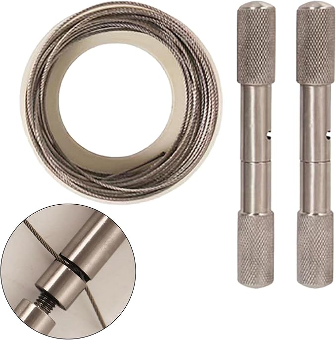 Stainless Steel Cable Saw,Hand Pocket String Rope Saw,Manual Camping Removal Compact Wire Saw Dehorning Saw Handles/Wire for PVC Pipe Cutting,Emergency,Sheep