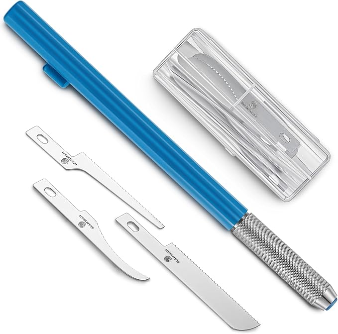 Honoson Mini Hand Saw Model Tools Small Hobby Saw Blades Kit with 9 Tiny Razor Hacksaw Blades for Miniatures, Modeling, DIY Crafts, Plastic Models, Wood(Style 3,Blue)