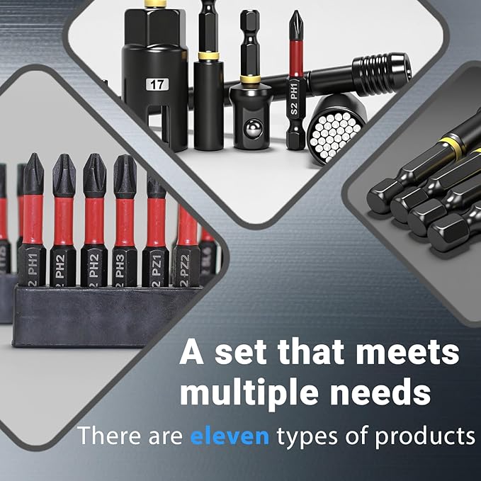 80-Piece Impact Magnetic Nut Driver Set, SAE/Metric Nut Driver Set, Socket Adapters, Bit Holder, Wing Nut Driver, Universal Sockets, Quick Release Extension, Power Bits, Slotted Storage Box