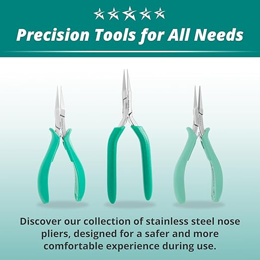 Excelta Stainless Steel Pliers, Gentle Spring Mechanism, Ergonomic Anti-Static & Cushioned Grip, Precision Tool, 5.75" Length, Intermediate