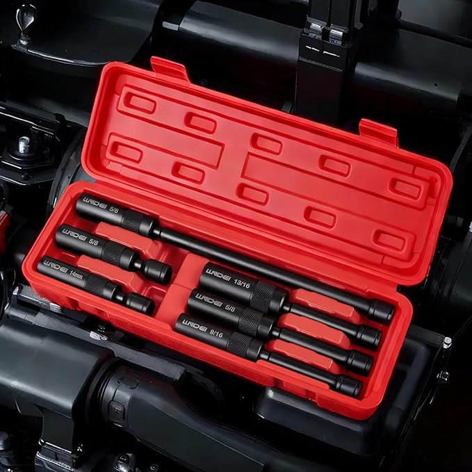 LLNDEI 3/8-Inch Drive Magnetic Swivel Spark Plug Socket Set, Include 12-Point: 14MM 4-inch, 5/8-inch 4-inch, 9/16-inch 6-inch, 5/8-inch 6-inch, 13/16-inch 6-inch and 5/8-inch 11-inch