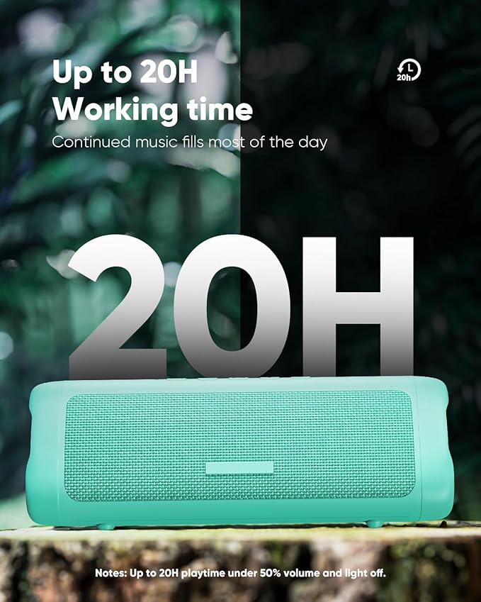 Bluetooth Speaker with HD Sound, Portable Wireless, IPX5 Waterproof, Up to 20H Playtime, TWS Pairing, BT5.3, for Home/Party/Outdoor/Beach, Electronic Gadgets, Birthday Gift (Teal)