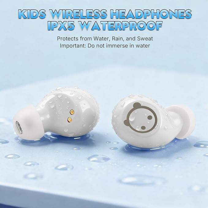Wireless Earbuds, Bluetooth 5.3 Earpods HiFi Bass Stereo, Headphones Wireless Bluetooth, Kids Headphones Long Playtime, Earbuds with Microphone, Ear buds with Multifuntional Touch Screen(White Panda)