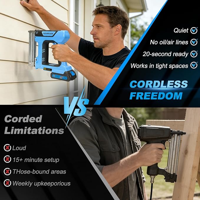 Cordless 18 Gauge Brad Nailer, 2-in-1 21V Nail Gun with 2횞2.0Ah Batteries & Charger, Fast Nailing, Includes 1000 Nails for Woodworking, Trim & Home Projects