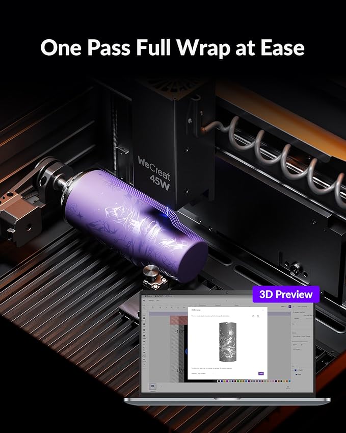 WECREAT Vision Pro 45W Laser Engraver and Cutter, with 137??Auto Conveyor Feeder & Fume Extractor, HD Camera & Auto-Lifting, Laser Cutter Cuts 1??Wood, Desktop Laser Engraver Machine for Woodworker