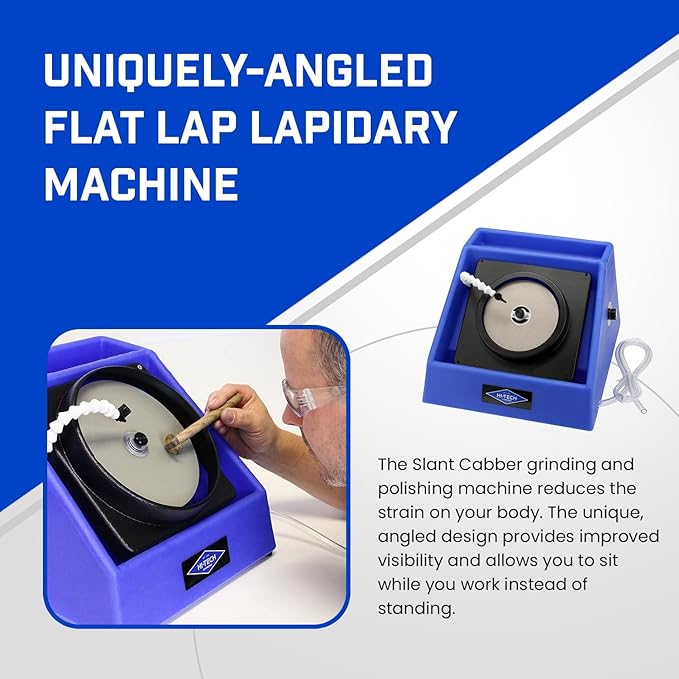 Hi-Tech Diamond 6" Slant Cabber - Cabbing Machine Lapidary Equipmentt - Grinder Tool & Rock Polisher, Variable Speed Motor, Includes Rock Polishing Kit for Stones, Minerals, and Gem Shaping