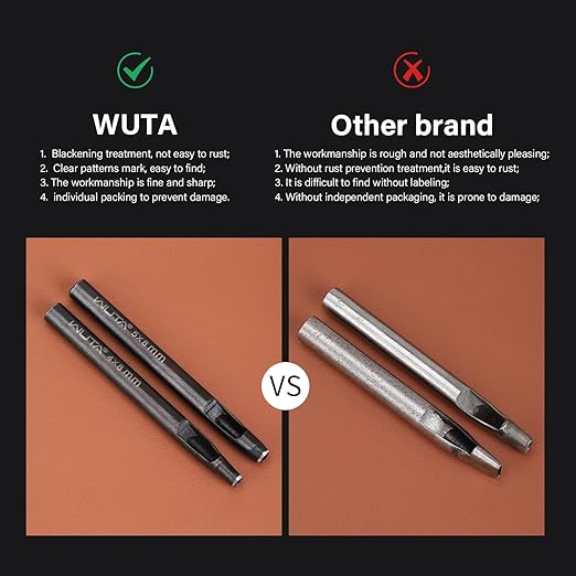 WUTA Oval Leather Hole Punch Set,Carbon Steel Belt Hole Puncher for Leather, Hand Punching Tool for Leathercraft Working (3 * 5mm,1pc)