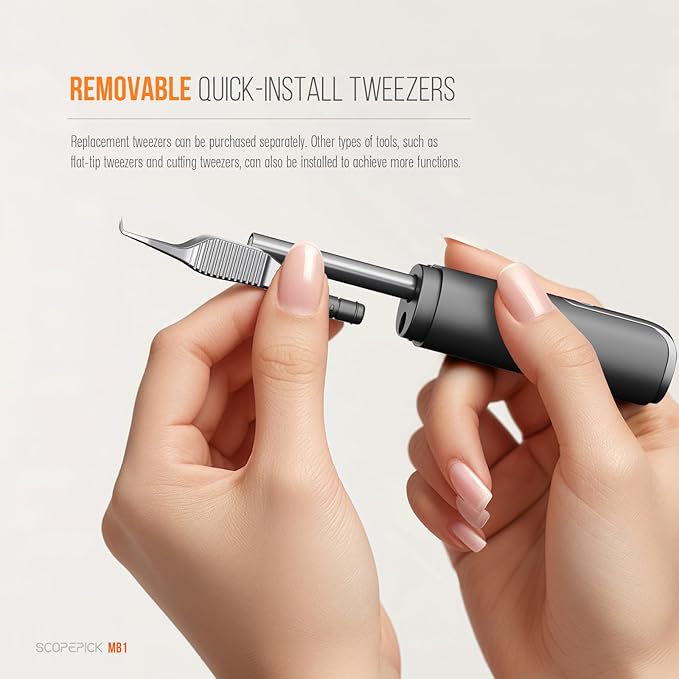 Blackhead Removal Tweezer with 1080p Camera, Ultimate Precision: Blackhead Removal with Camera - Perfect for Delicate Tasks! - - Eyebrow Tweezer, Pull White Hair (White)