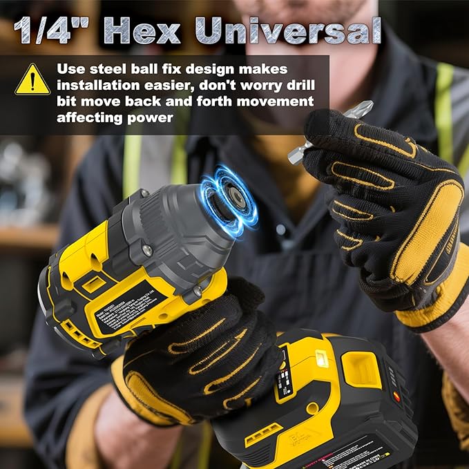 Cordless Impact Driver 2655In-lbs(300N쨌m) - 21V 1/4" Hex Chuck Brushless Hand Impact Driver With & 2 x 4.0Ah Battery & Charger & 14 x Sockets Set & 10 x Screwdriver Bit for Home Projects & DIY