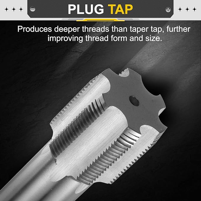 uxcell Hand Plug Tap M40 x 2 H2 Metric Thread Plug Style Taps Straight Flute Screw Tapping Threading Tool High Speed Steel HSS6542
